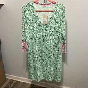 Boden Floral Green Midi Dress Long Sleeve Size 14 NWT